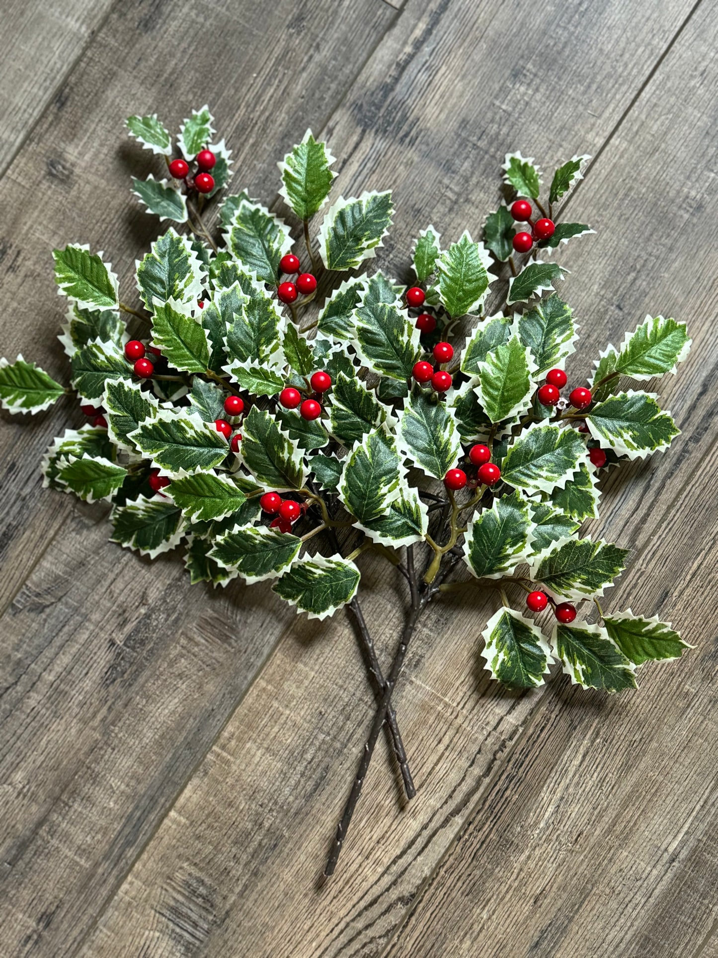 Holly Floral Picks - SET of 2 picks- Winter Floral - Christmas Holly- Christmas floral- white tip Holly