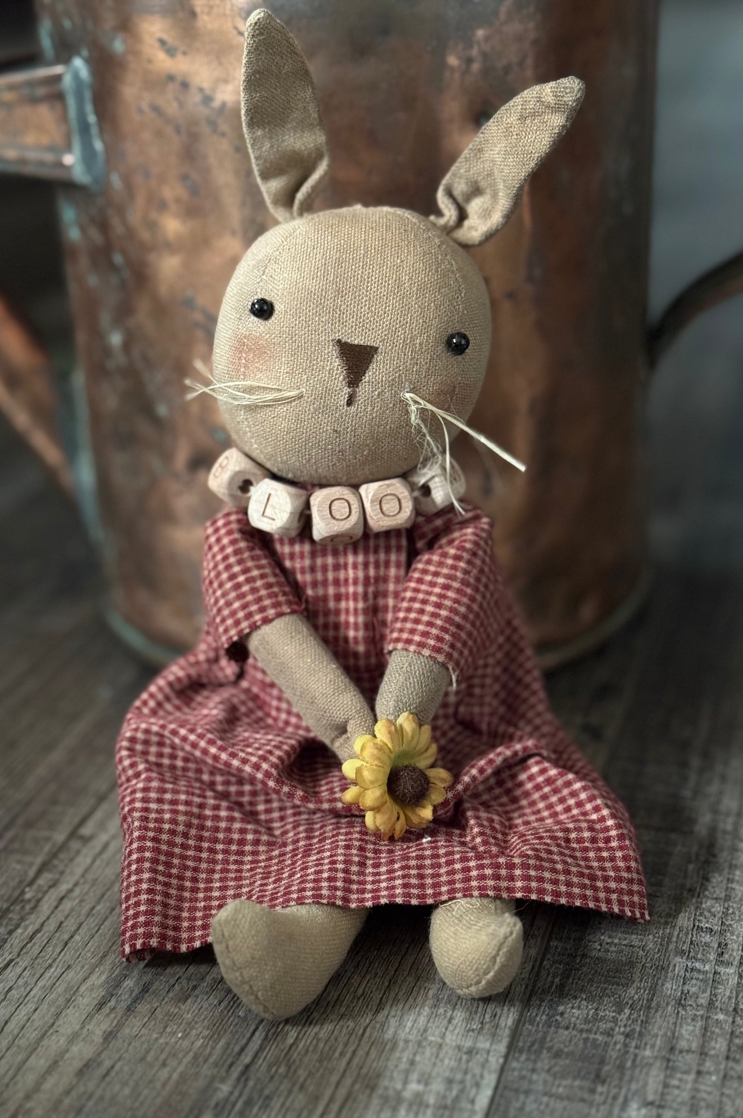 Farmhouse Bunny- Easter Bunny Decor- Primitive Bunny Doll- Handmade Bunny Doll- Spring