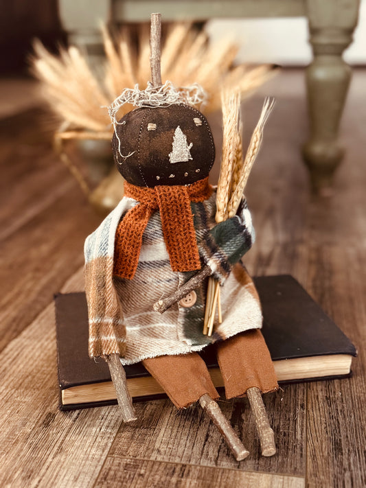 Primitive Pumpkin Doll - Primitive Pumpkin decor