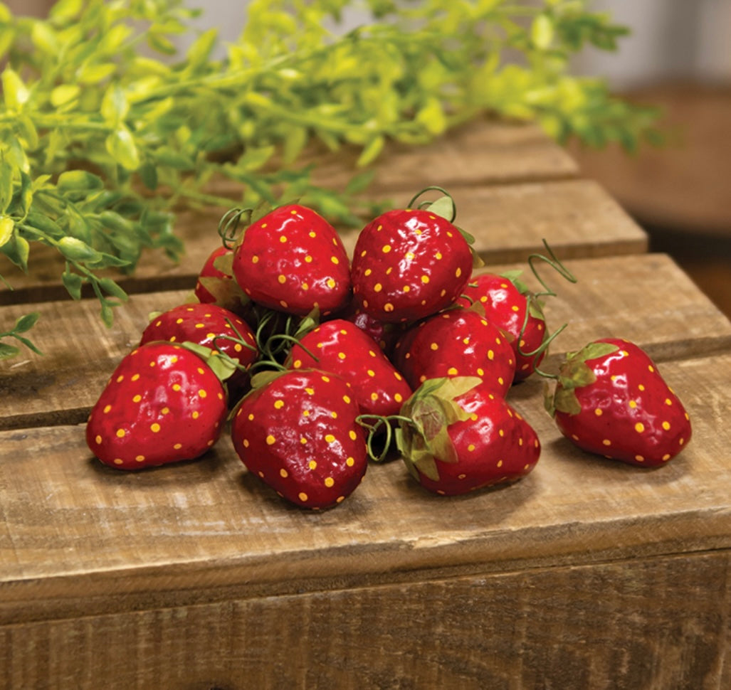 Strawberry Set - Strawberry Ornament SET 12- Realistic Strawberries
