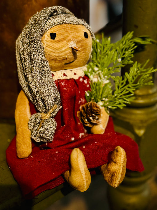 Snowlady Doll - Little Snow Girl - Snowman Holiday Decor- Christmas