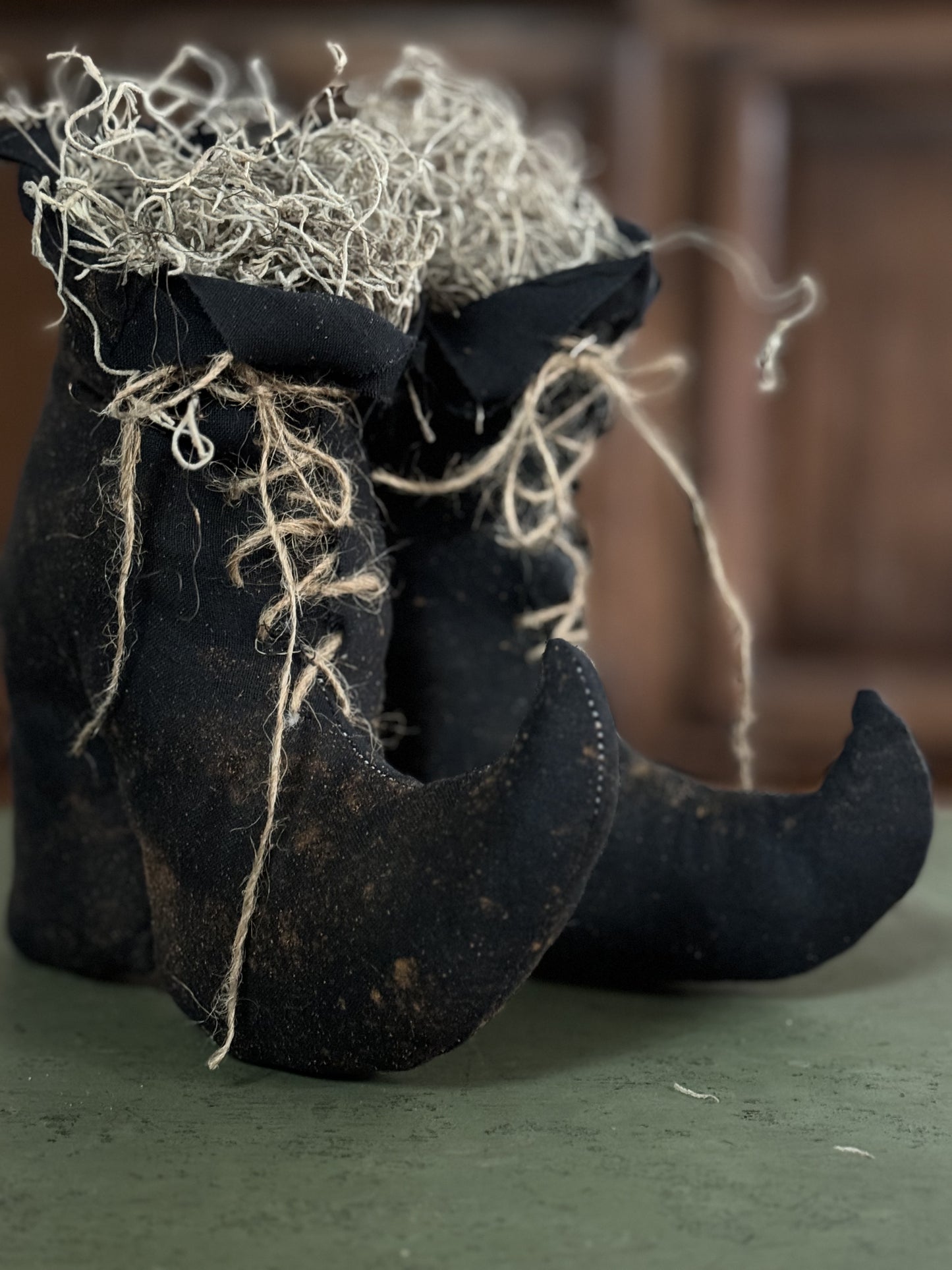 Witches Shoes - Witches boots - Handmade Witches Shoes- Halloween Decor