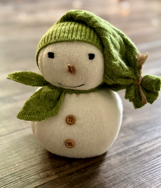 Handmade Snowman with Cashmere hat and scarf - Up cycled Sweater Snowman