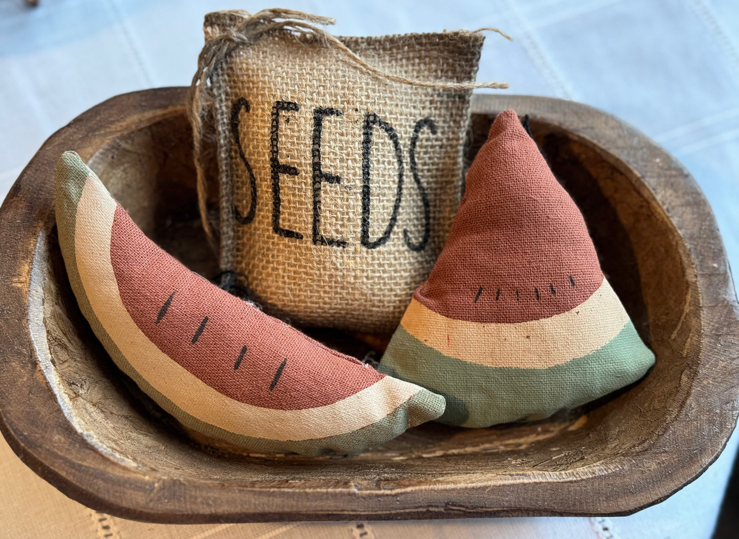 Watermelon Bowl Fillers - Fabric Watermelon Slices and Seed Pack SET of 3