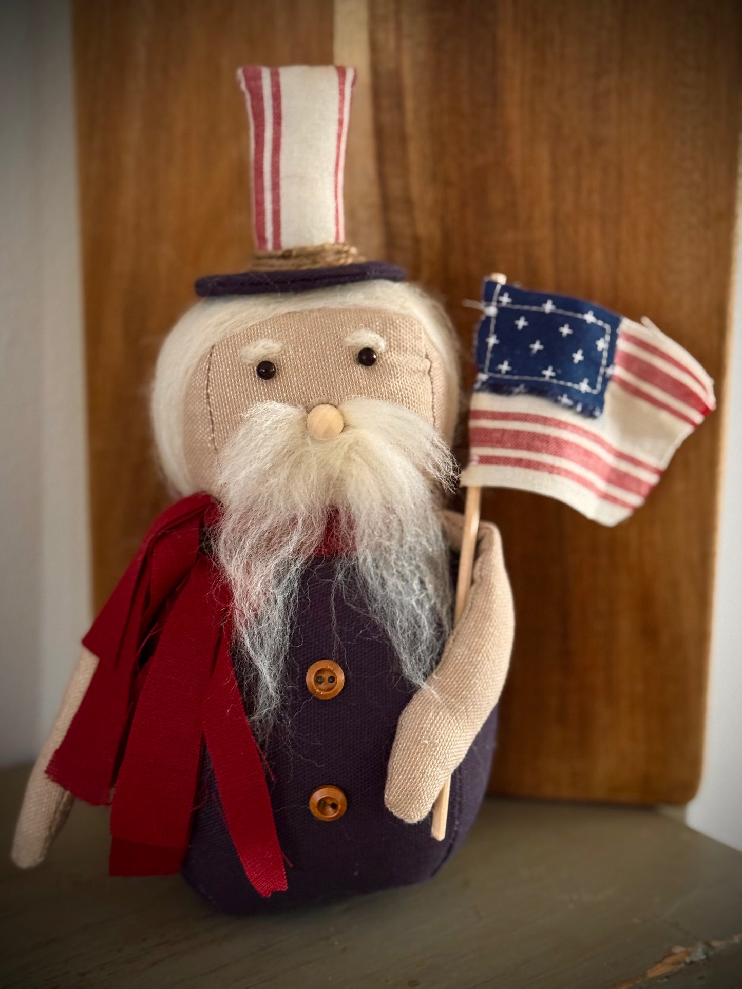 Uncle Sam Handmade Primitive Doll- Farmhouse Patriotic Decor