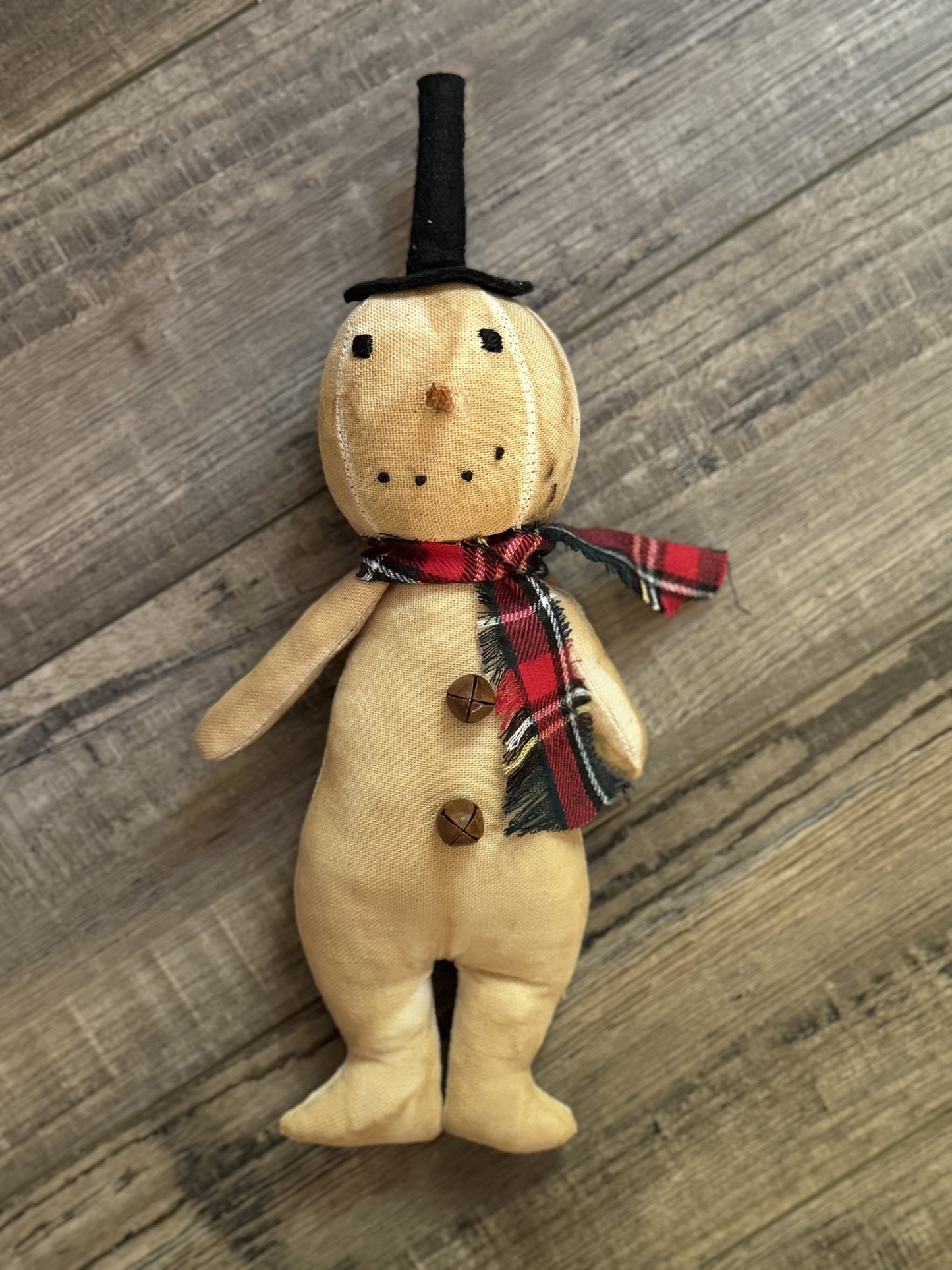FARMHOUSE snow-primitive snowman-Christmas snowman-top hat snowman-handmade snowman-grain sack snowman