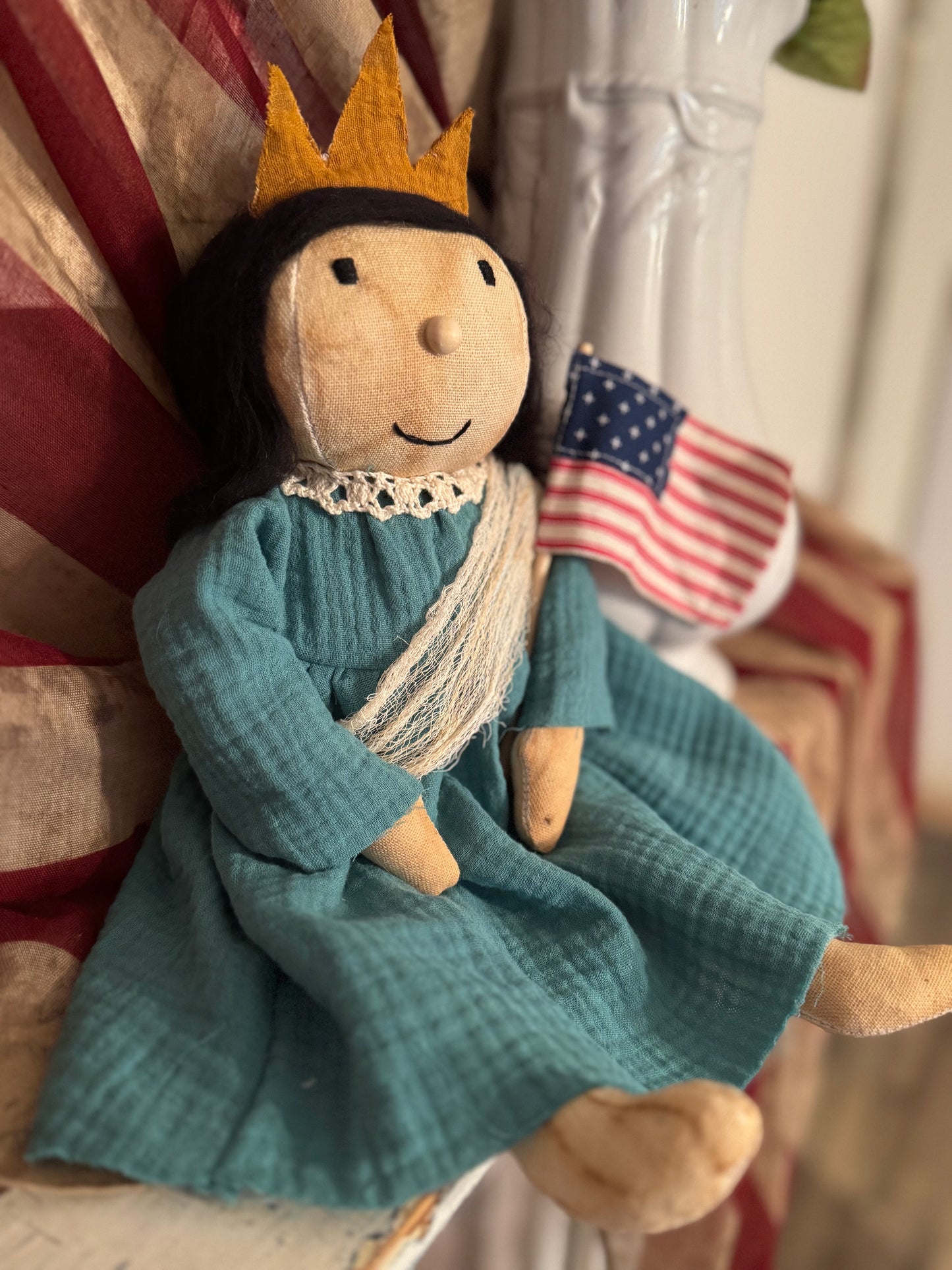 Lady Liberty Doll - Miss Liberty Doll- 4th of July Patriotic Doll- Primitive Americana Doll
