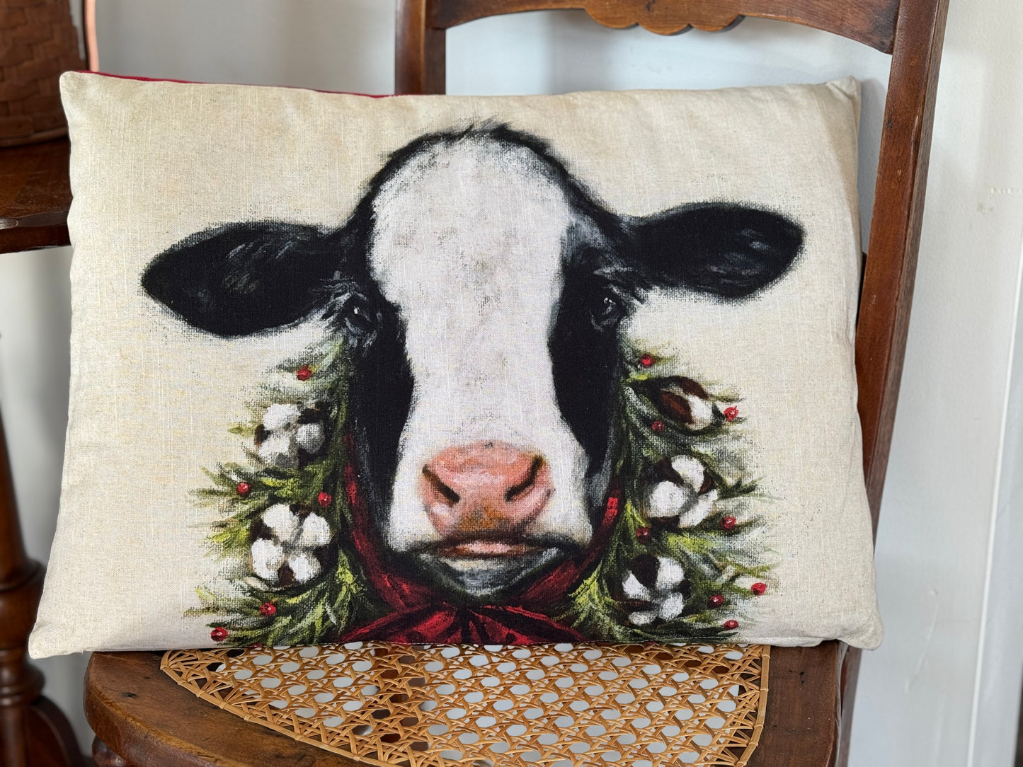 Cow farmhouse pillow- farmhouse decorative pillow- Holiday pillow