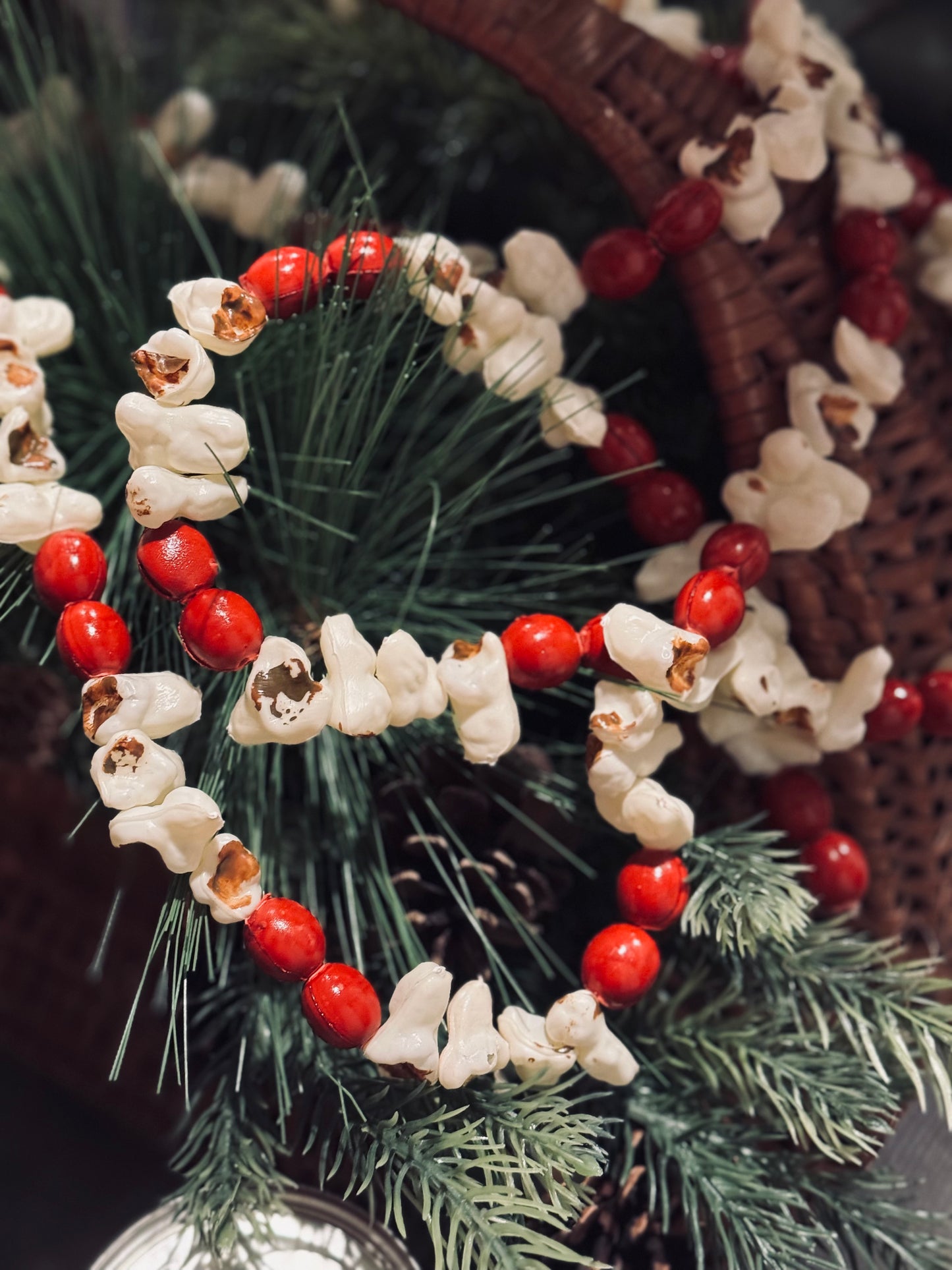 Popcorn and Cranberry Garland 6ft