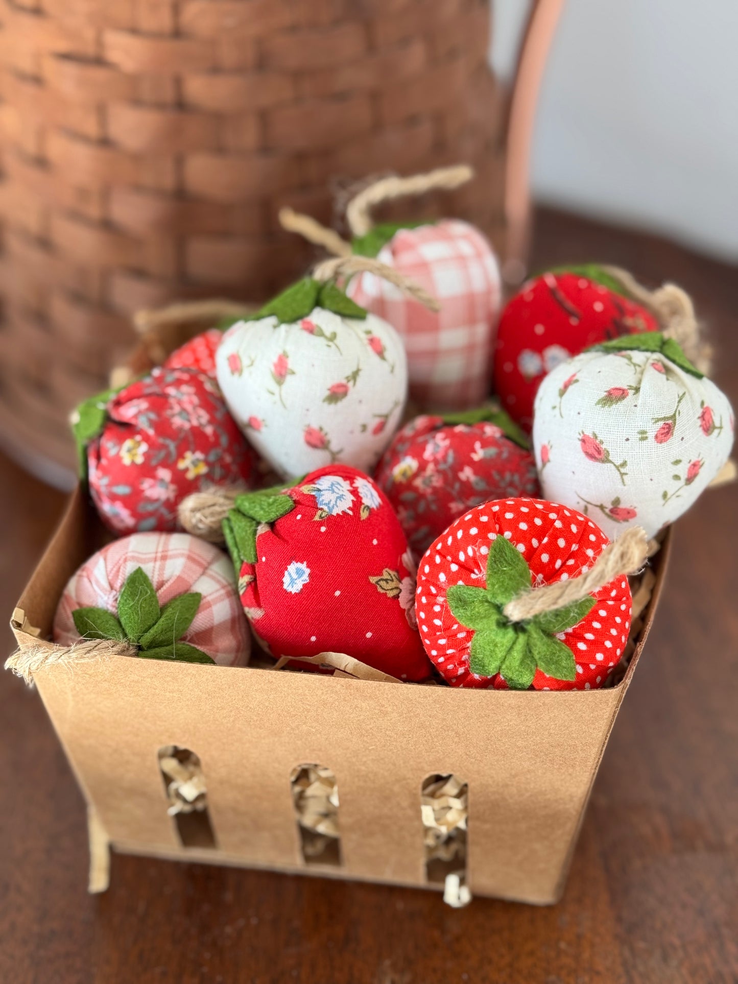 Strawberries in pint basket- set of 10 strawberries in basket