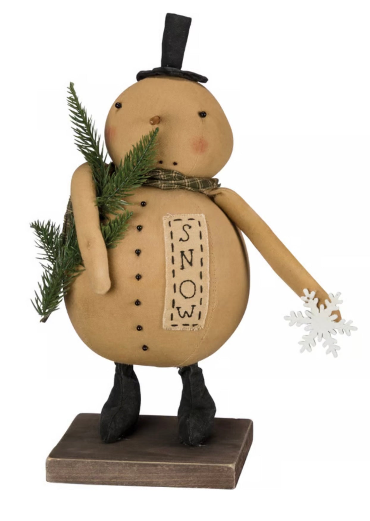 Handmade Snowman On wood base - Christmas Snowman