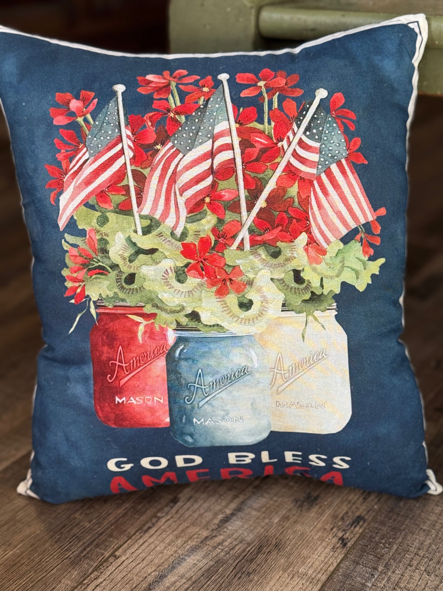 Patriotic Pillow - Handmade USA pillow- 4th of July - Memorial Day- Americana