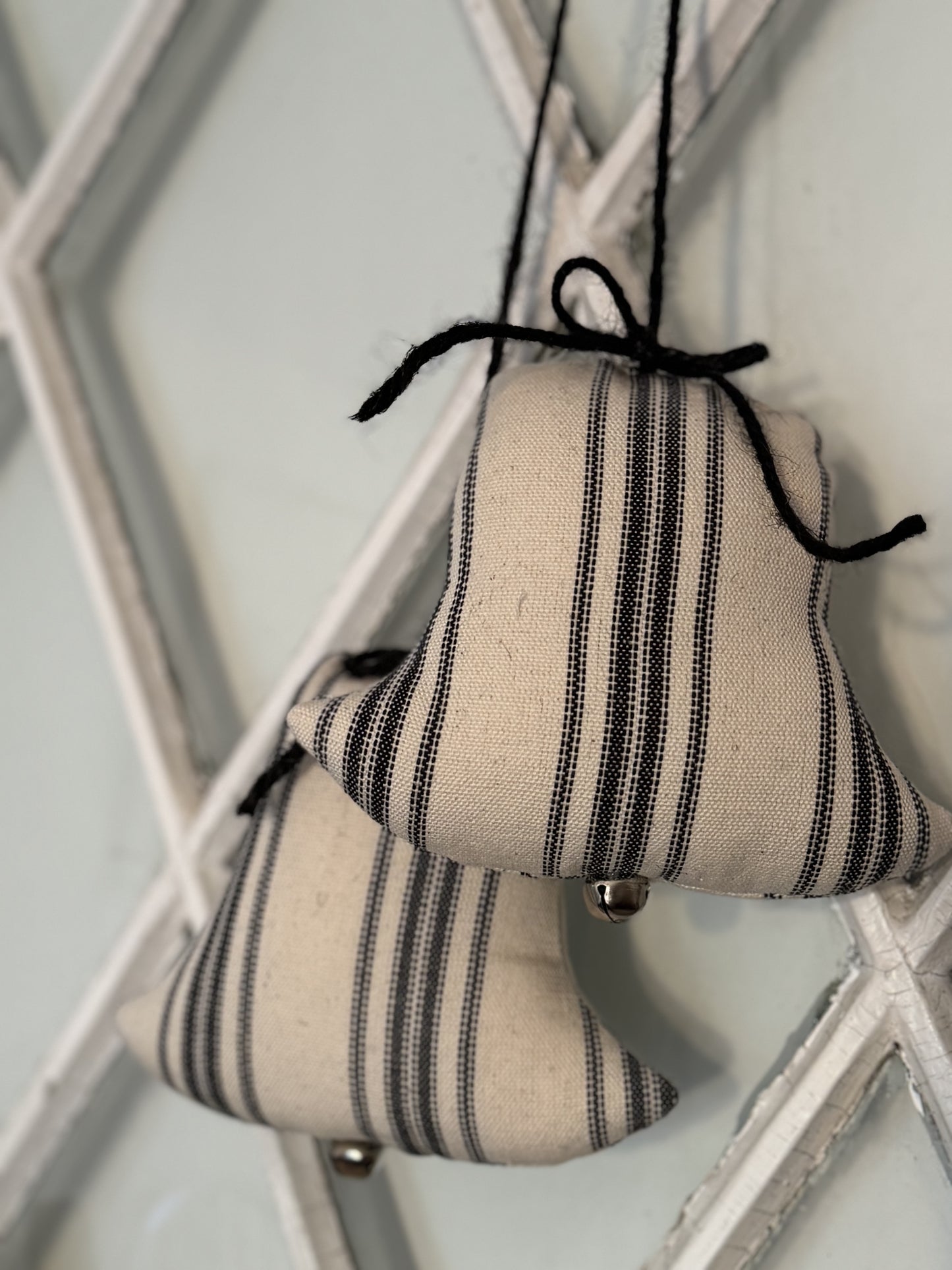 Fabric bells- handmade fabric bells- Door Hanger - Christmas Wreath - Holiday Bells- Farmhouse Fabric Bells