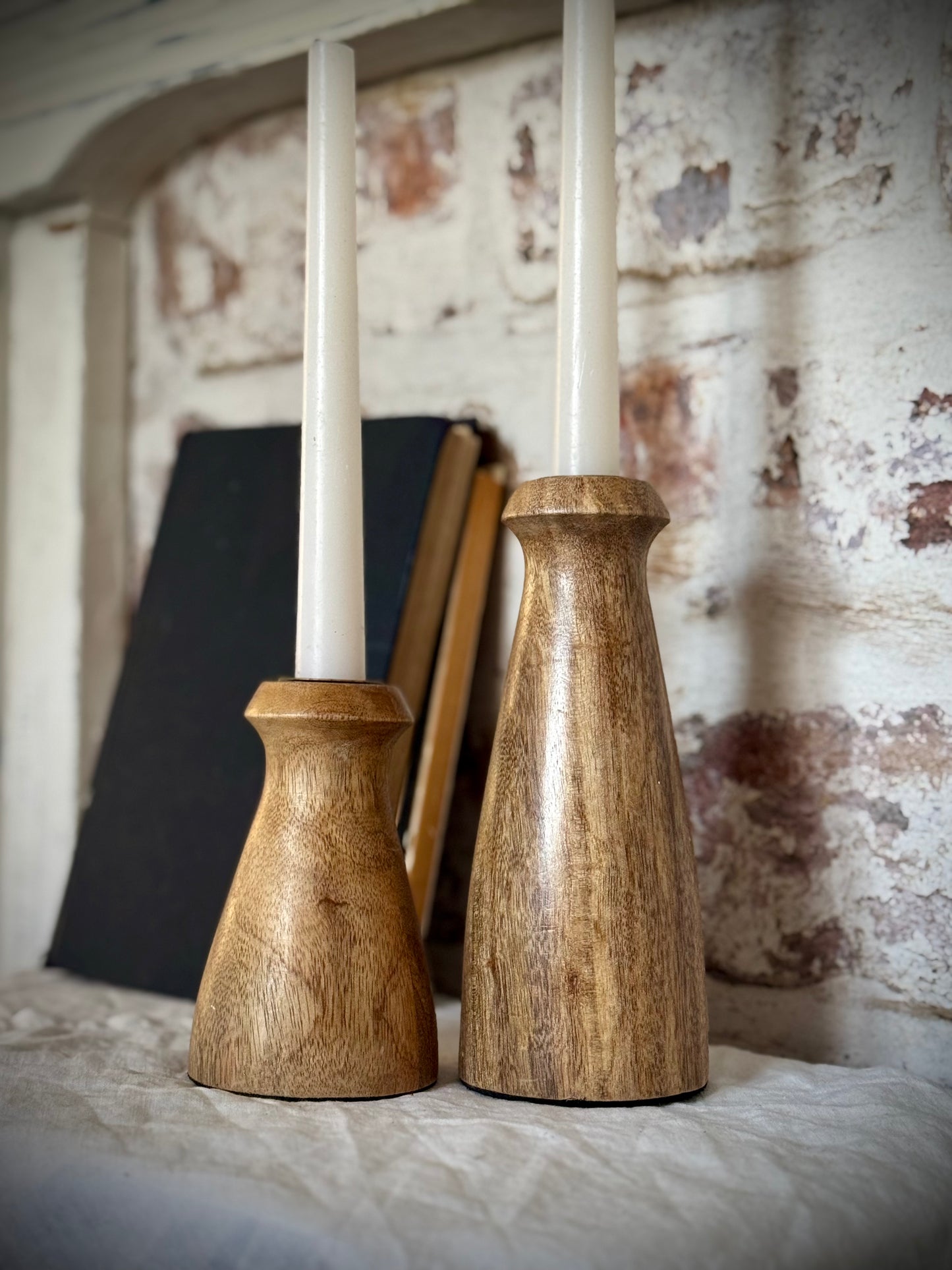 Candle Holders SET of 2- Wood Candle Holders