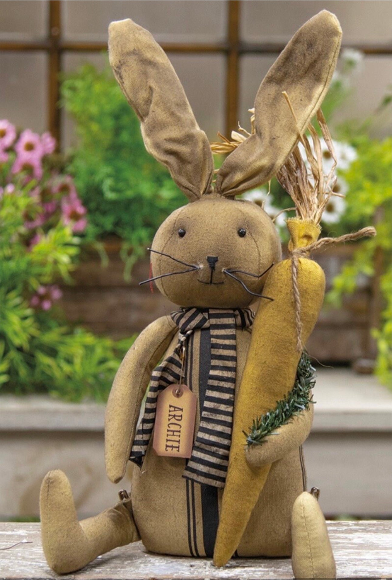 Archie Bunny - Grain Sack Bunny- Farmhouse Bunny- Primitive bunny- BEST SELLER