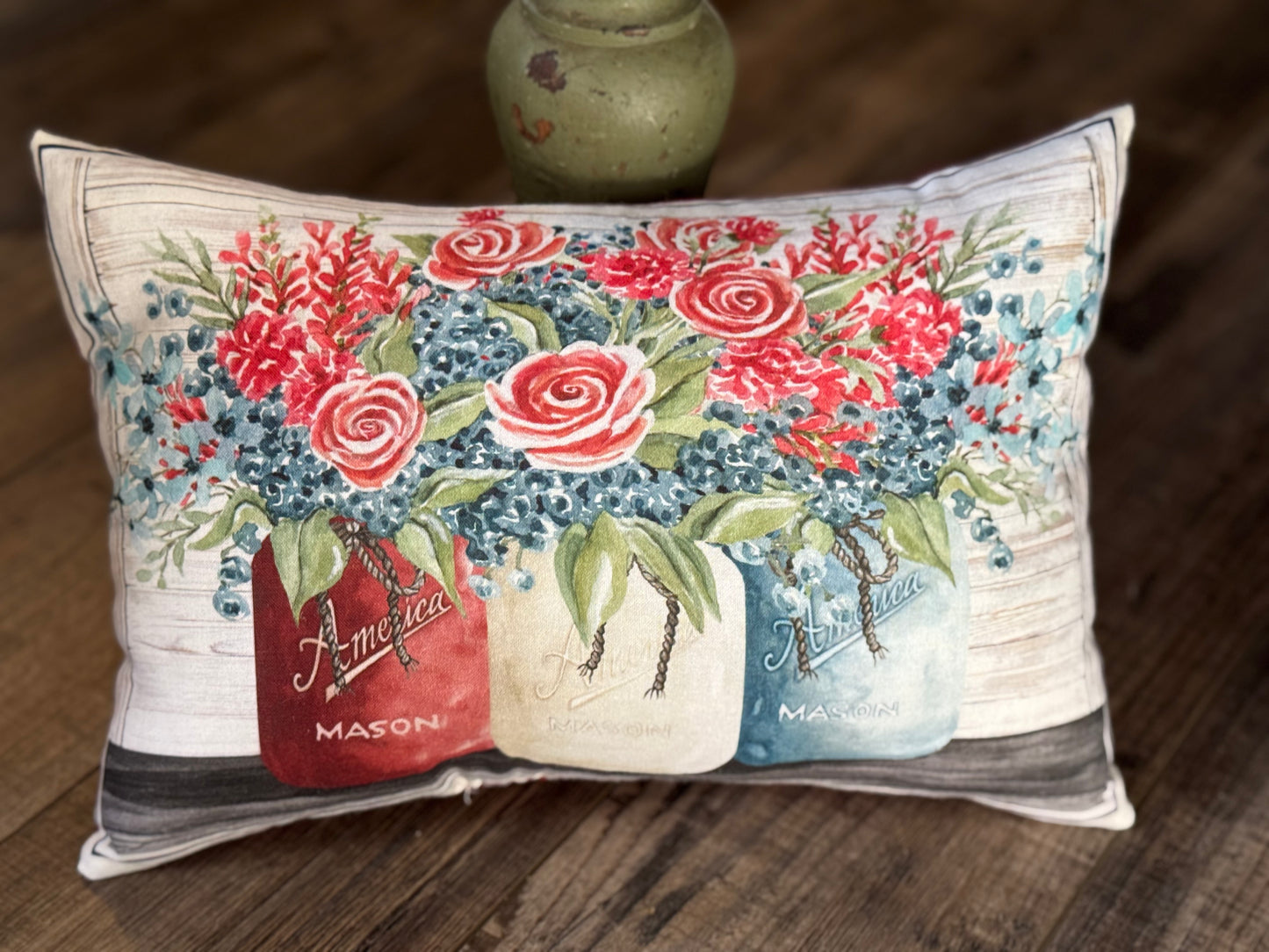 Patriotic Pillow - Handmade USA pillow- 4th of July - Memorial Day- Americana