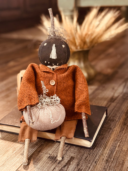 Primitive Pumpkin Doll - Primitive Pumpkin decor- Halloween