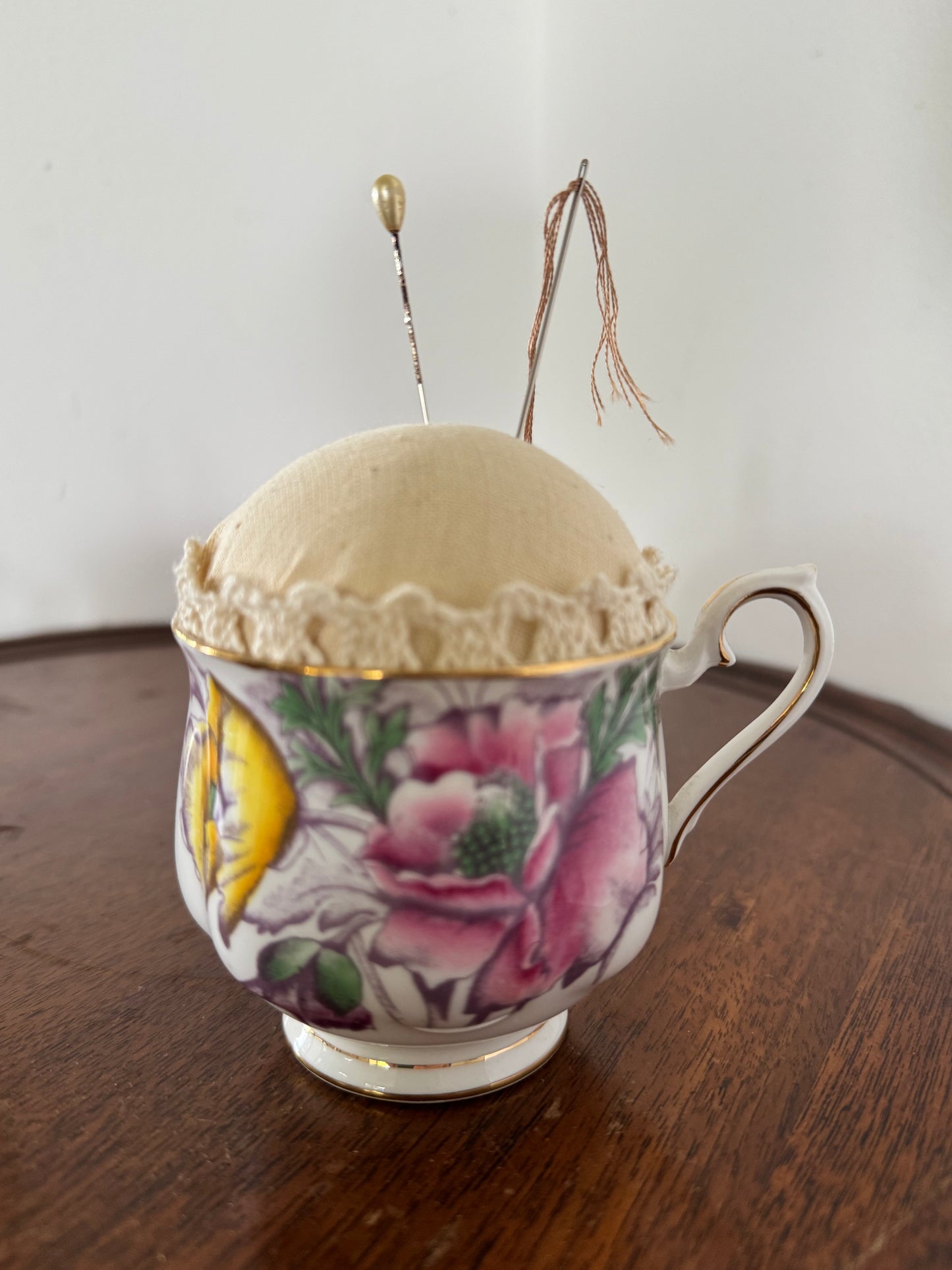Pin Cushion- Royal Albert Tea Cup Pin Cushion - Sewing Gift - Mothers Day Gift