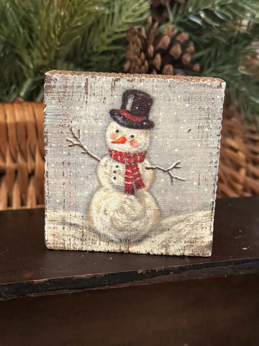 Snowman Wood Block Sign