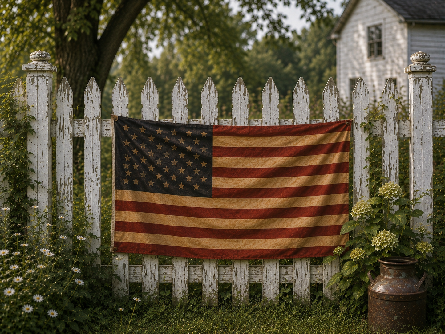 American Flag - indoor/ outdoor Tea Stained Flag