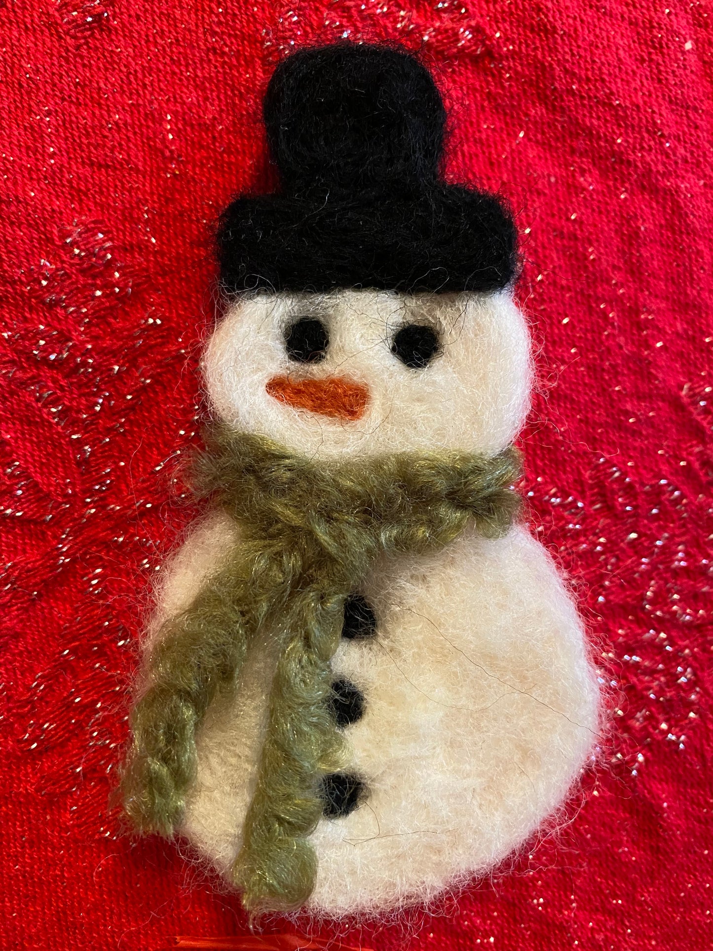 Snowman Pin- Wool Snowman Brooch- Needle felted wool snowman pin