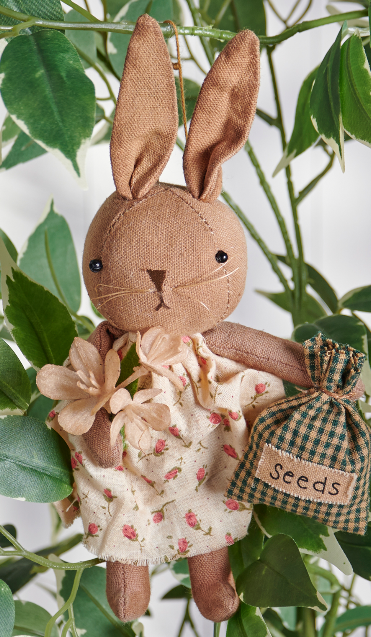 Easter Bunny Decor- Primitive Bunny Doll- Farmhouse Bunny Ornament- Wreath Hanger - embellishment