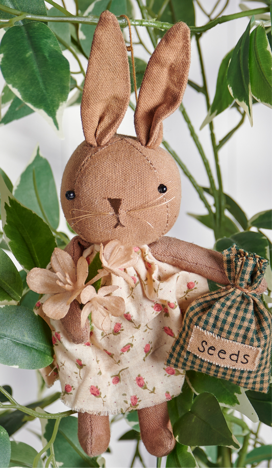 Easter Bunny Decor- Primitive Bunny Doll- Farmhouse Bunny Ornament- Wreath Hanger - embellishment