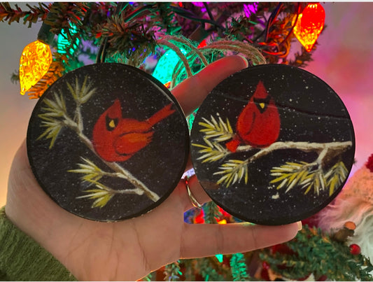 Cardinal Ornaments- SET of 2- Christmas ornaments