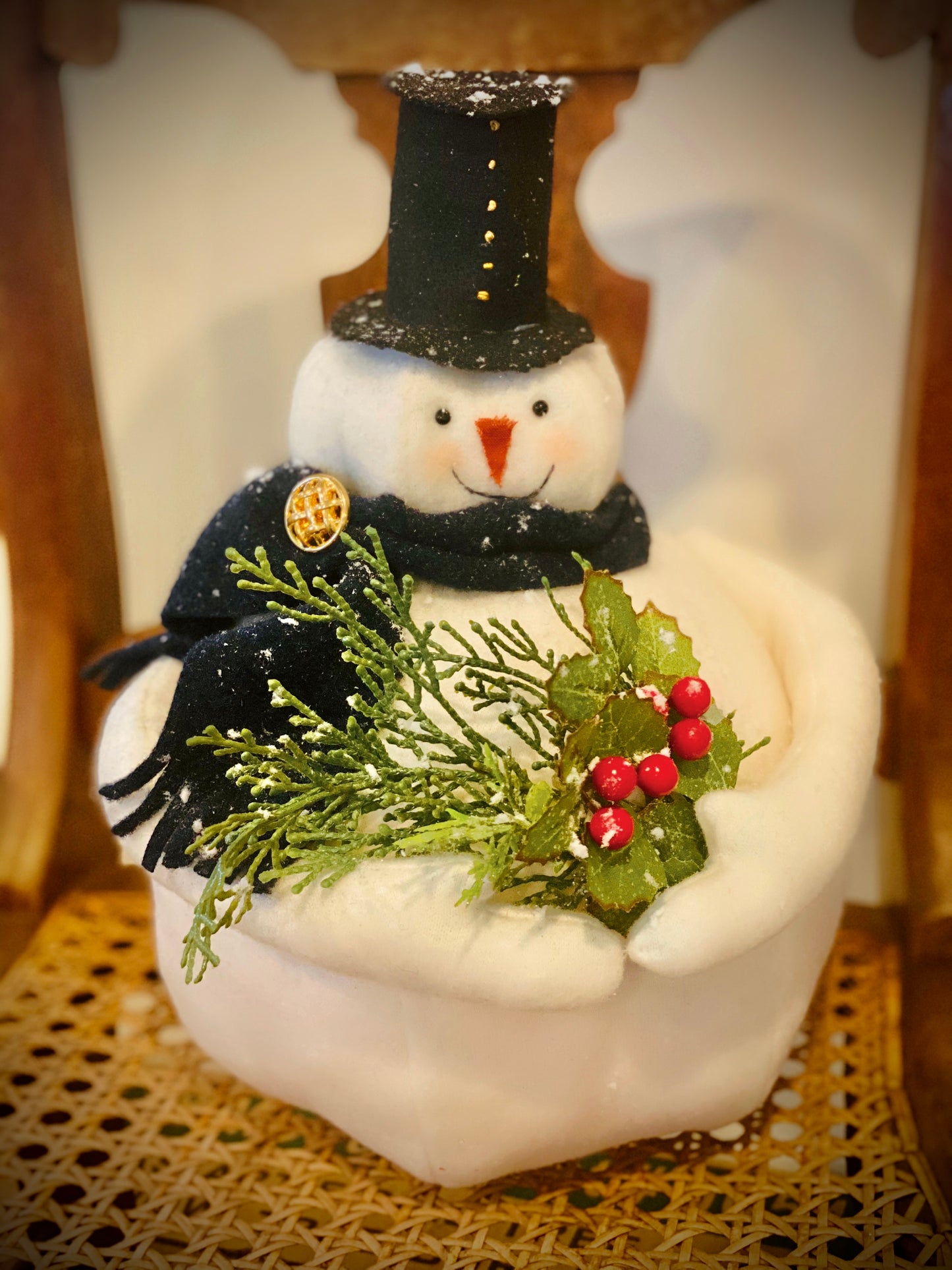 FARMHOUSE snowman -country snowman-primitive snowman-Christmas snowman-holiday snowman-top hat snowman