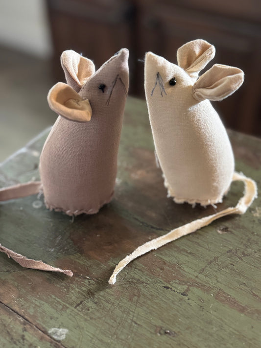 Mice-Mouse- Fabric Mouse SET of 2-Fall Mouse-Primitive Mouse-Farmhouse Mouse-Holiday Mouse-Christmas Mouse-Fall Decor