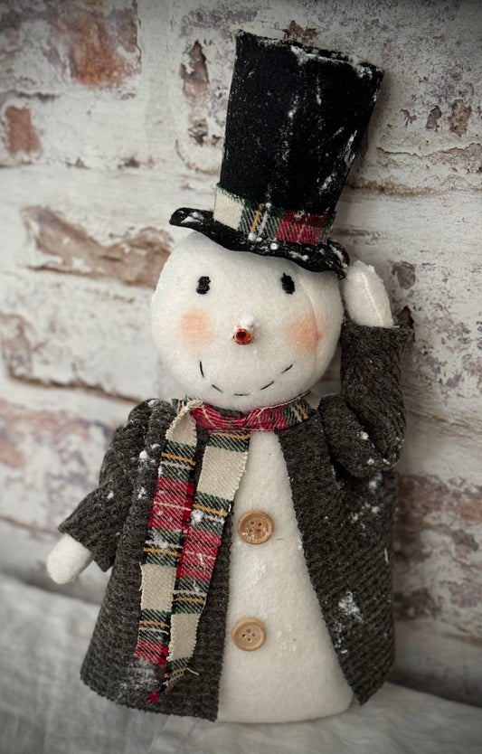 Top hat snowman- FARMHOUSE snowman-handmade snowman-primitive snowman-country snowman-Christmas snowman-holiday snowman-Christmas gift