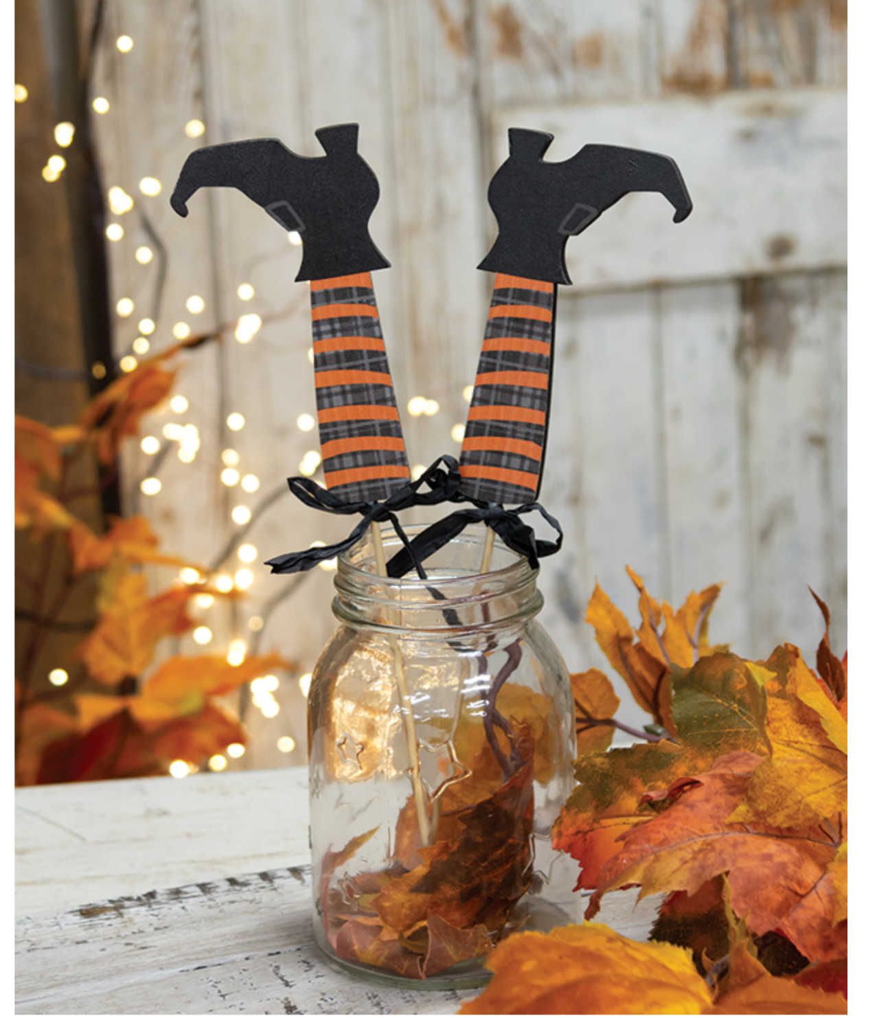 Witch boot plant pokes - Floral poke wood witch boots