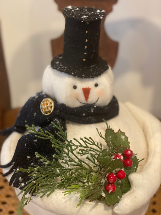 FARMHOUSE snowman -country snowman-primitive snowman-Christmas snowman-holiday snowman-top hat snowman