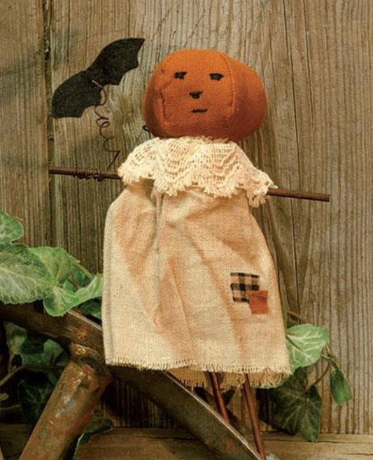 Pumpkin Doll-Patches Pumpkin Doll-Halloween Pumpkin Doll-Primitive Pumpkin Doll-Farmhouse Pumpkin Doll