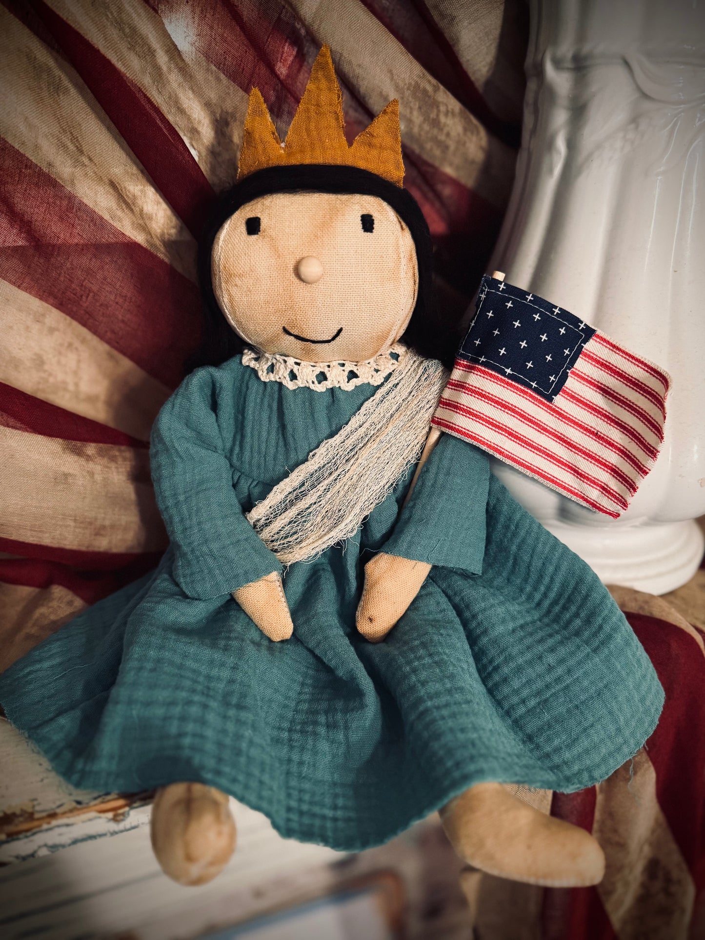 Lady Liberty Doll - Miss Liberty Doll- 4th of July Patriotic Doll- Primitive Americana Doll