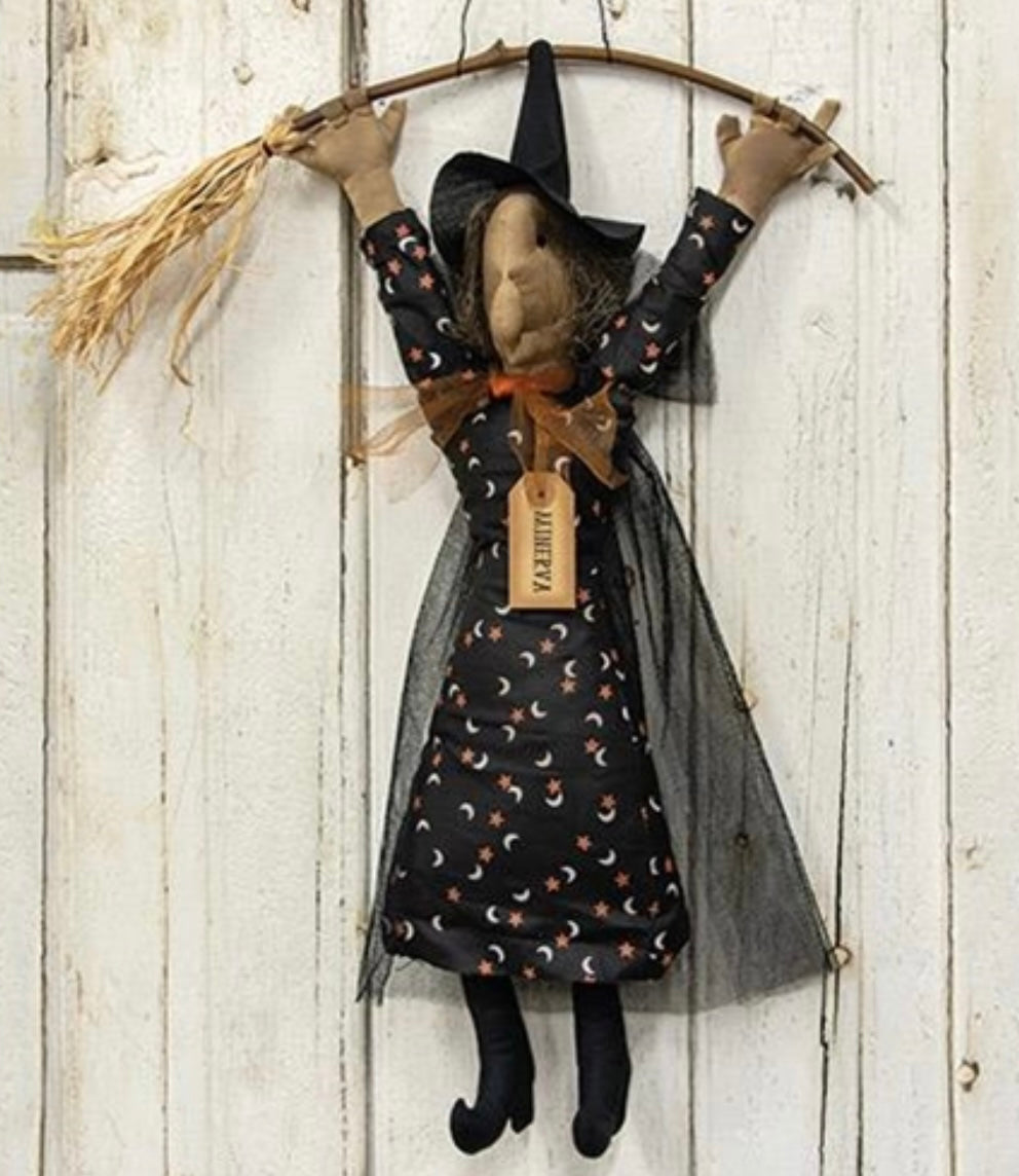 Witch Door Hanger-Minerva Witch Hanger-Primitive Witch - Farmhouse Witch Door Hanger-Country Witch-Halloween Witch- Witch Wreath