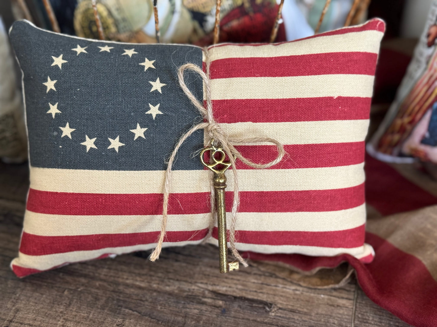 Americana Flag Pillow- Patriotic decor- 4th of July Decor- Memorial Day