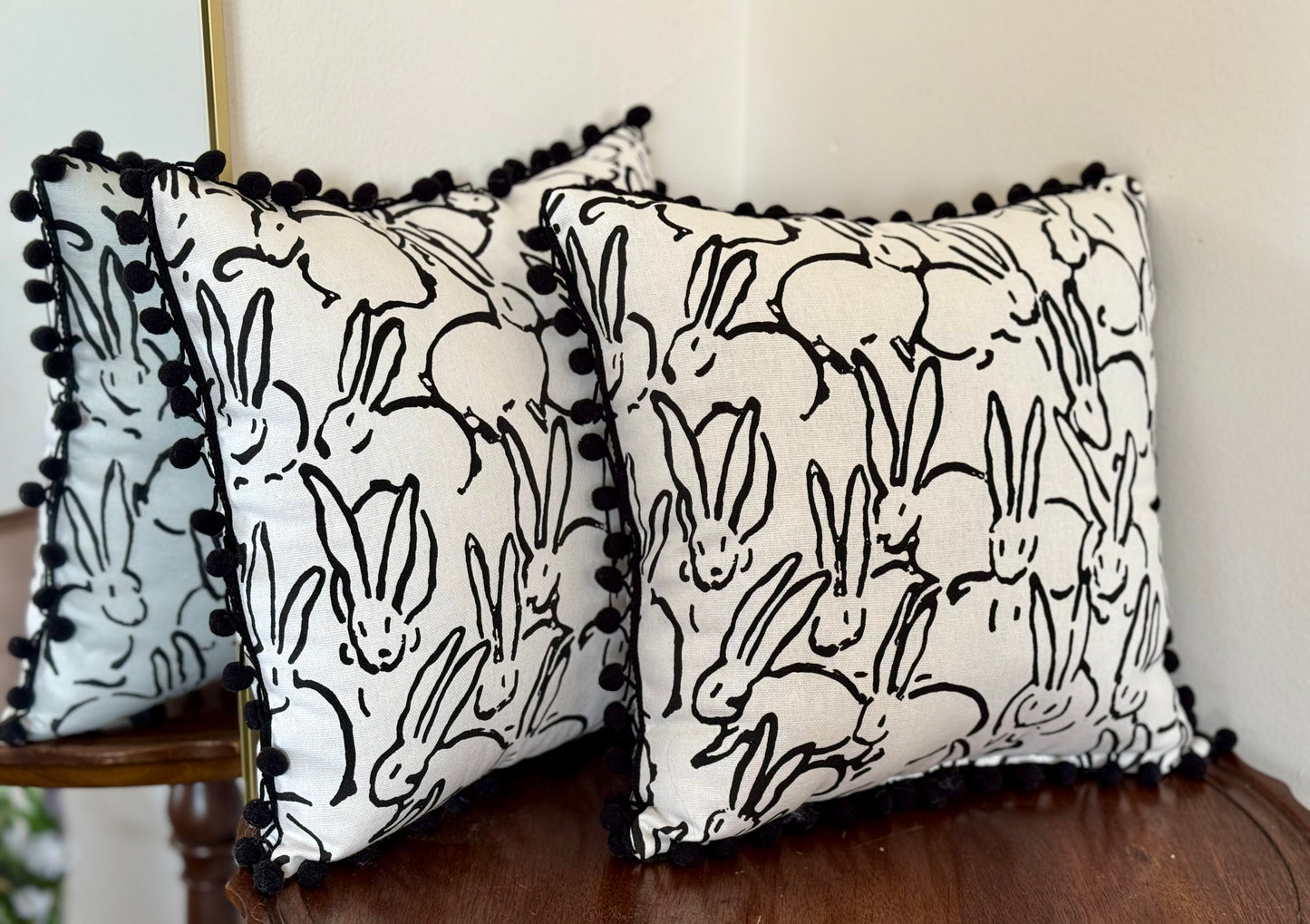 Bunny Print Pillow SET of 2 - Spring Pillow- Easter Pillows