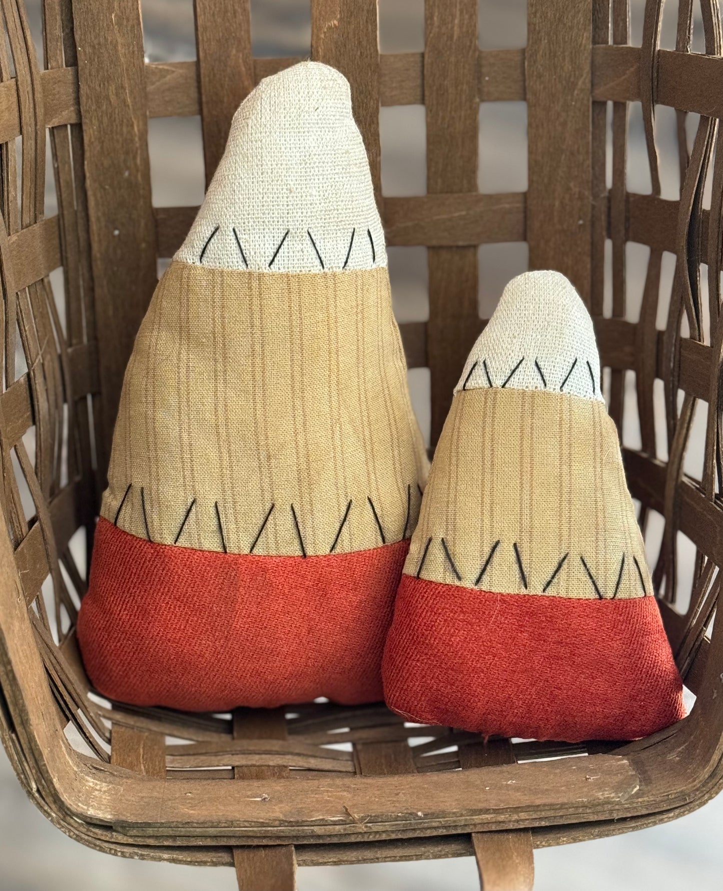 Candy Corn Set of 2-Halloween Candy Corn-Fabric Candy Corn Set-farmhouse Candy corn-primitive Halloween decor