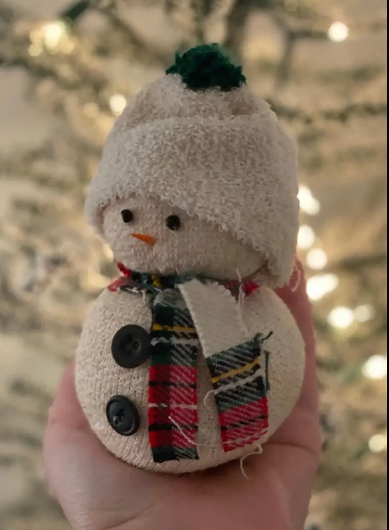 Handmade Snowman- Sock Snowman- Rice Snowman-One of a kind Snowman- each is unique