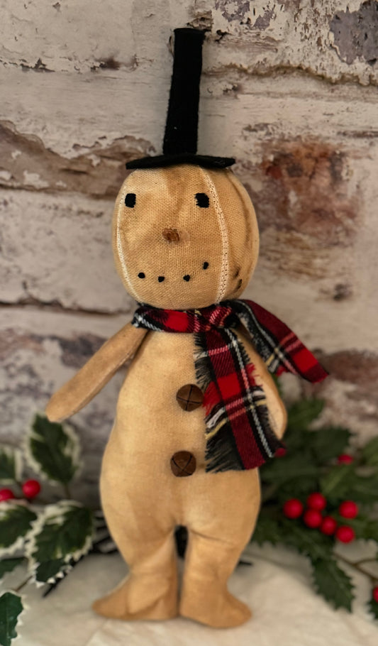 FARMHOUSE snow-primitive snowman-Christmas snowman-top hat snowman-handmade snowman-grain sack snowman