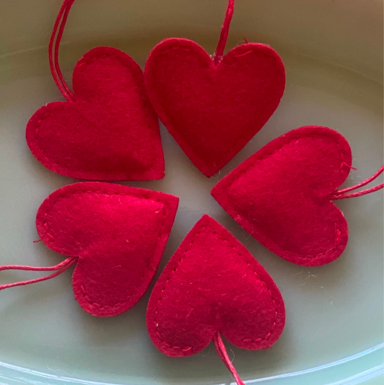 Heart ornaments- felt heart ornaments- SET 12