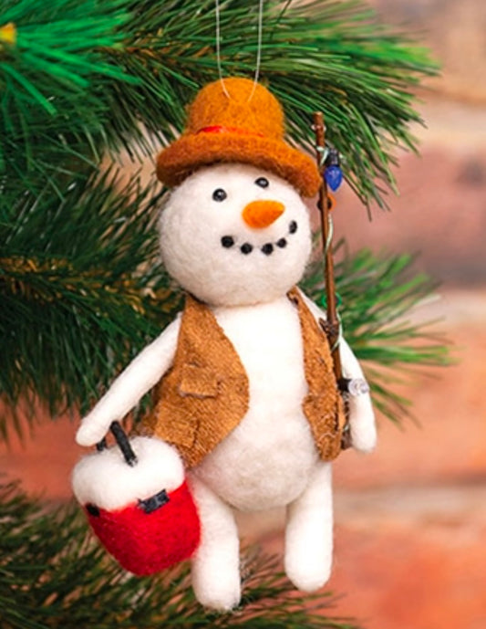 Fisherman Snowman - Fishing Gift- Christmas ornament