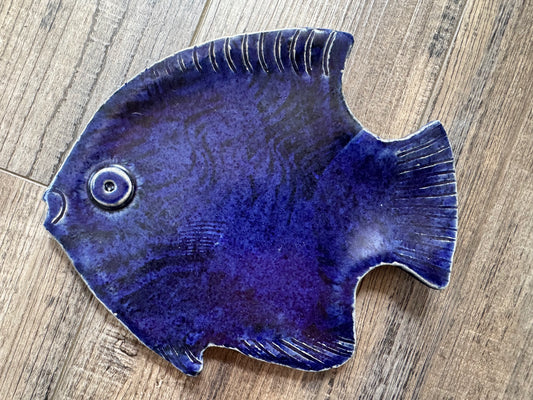 Pottery Fish Tray - Beach Fish Tray- Ceramic Beach Tray - Fish Trinket Dish- beach home decor