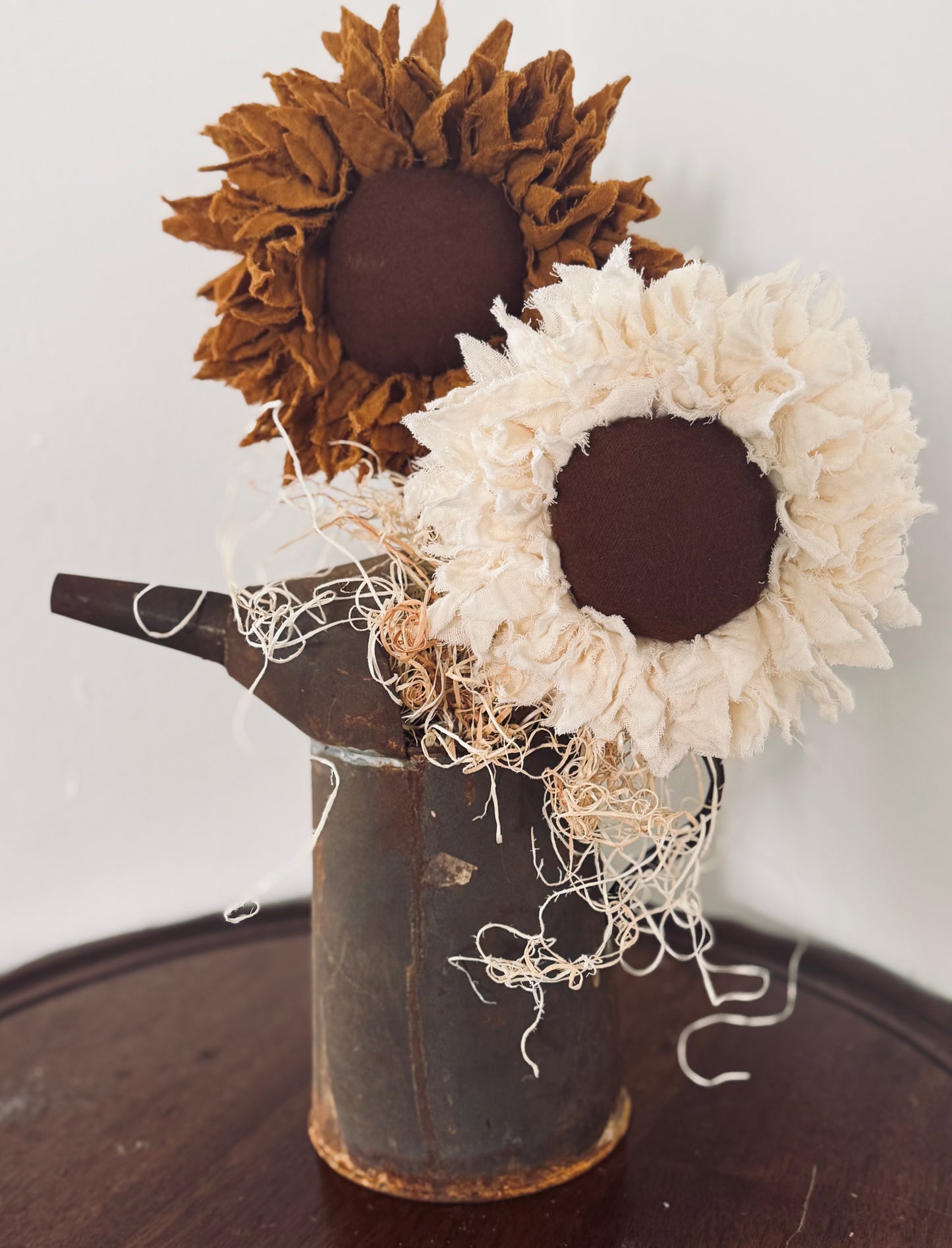 Sunflowers in Rusty Pitcher- Sunflower Arrangement- Fall decor- Summer Decor