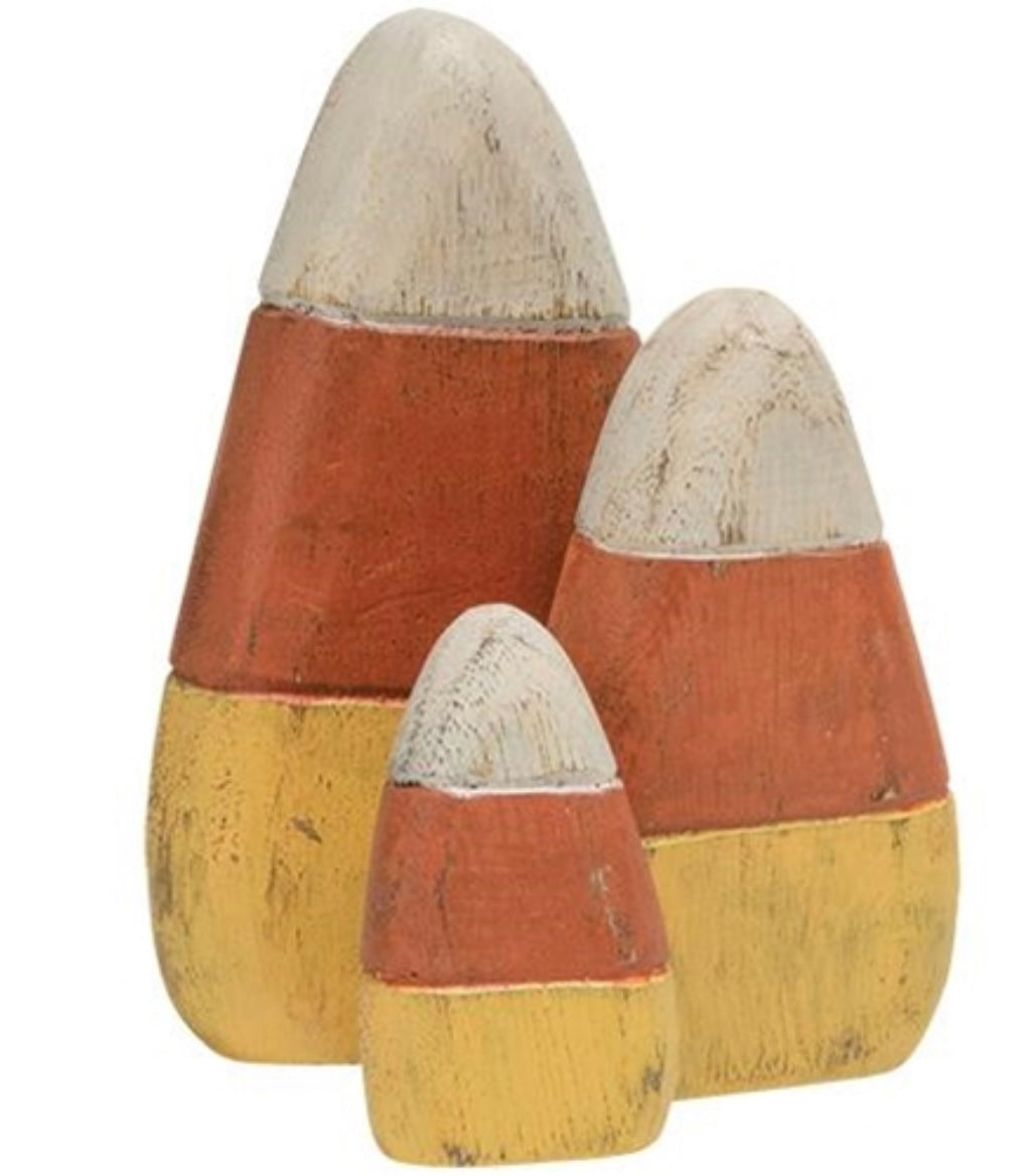 Candy Corn - Set of 3 Wood Candy Corn Shelf Sitters- Candy Corn Decor- Halloween Decor