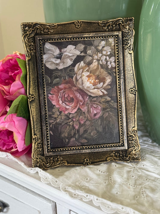 Floral Shabby chic Framed Art- Floral painting print