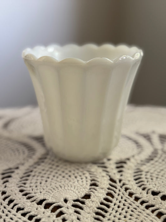 Vintage Milk Glass Flower Pot