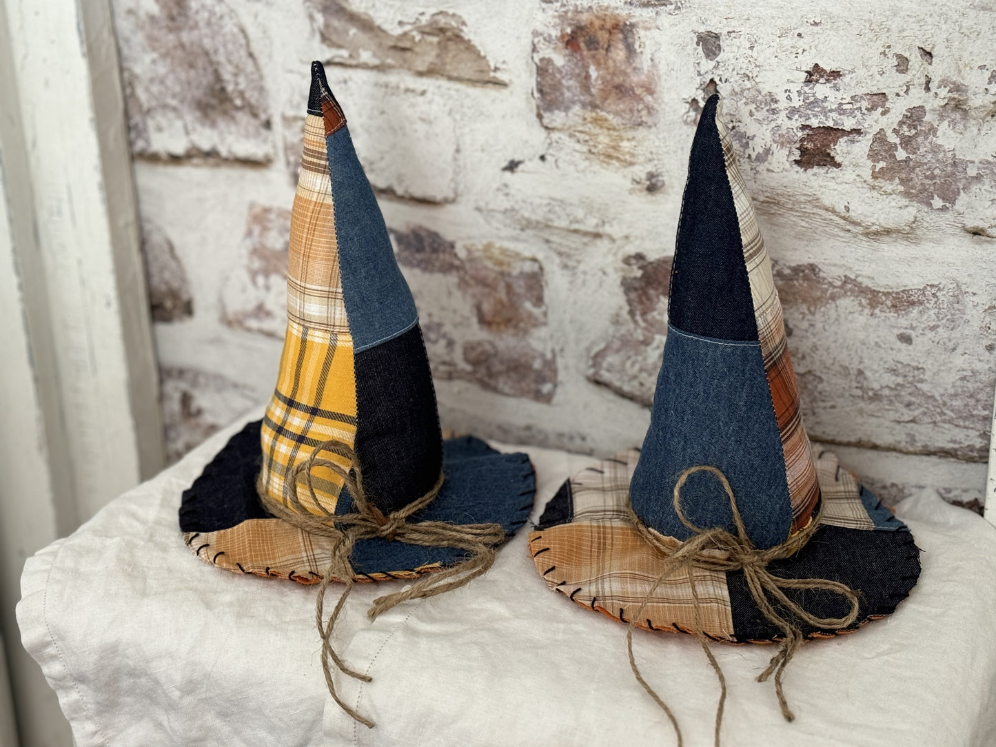 Quilted witches hat-primitive witches hat-FARMHOUSE witches hat-Halloween decor