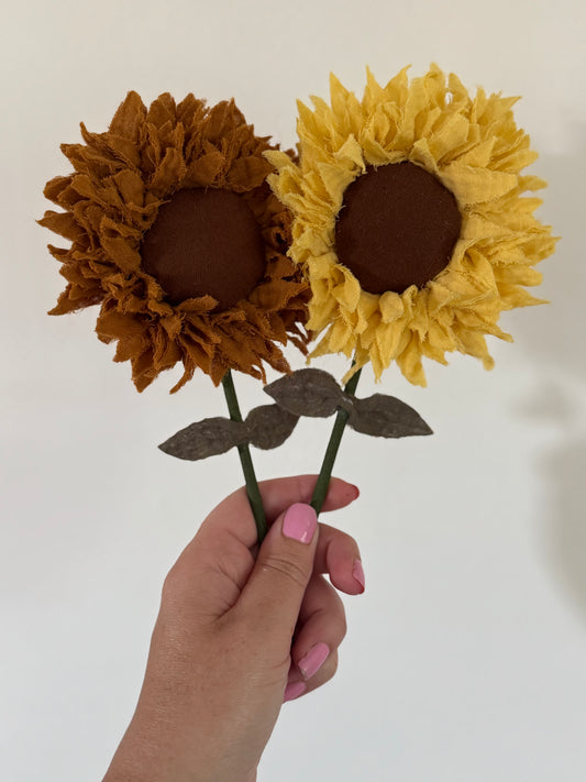 Small Sunflower with stem - You choose color- Fabric Sunflower